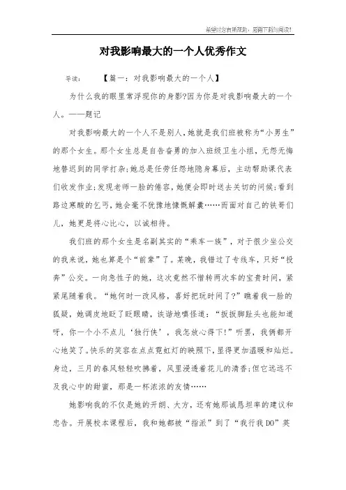 对我影响最大的一个人优秀作文