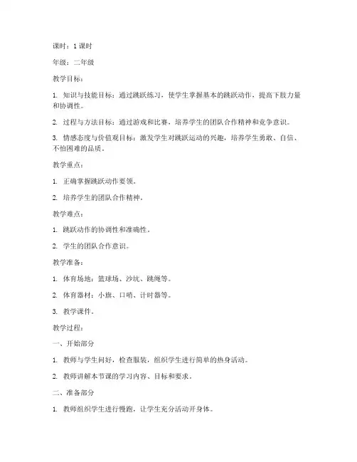 小学体育跳跃教案模板范文