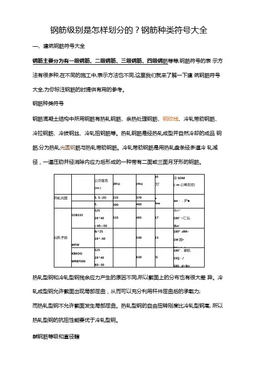 钢筋级别是怎样划分的热轧带肋和热轧光圆18年标准之前