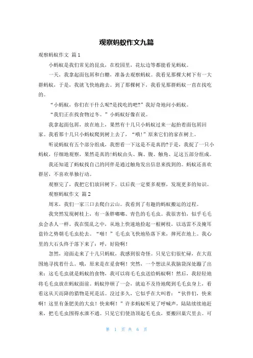 观察蚂蚁作文九篇