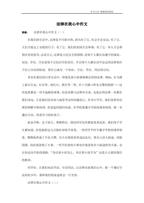 法律在我心中作文