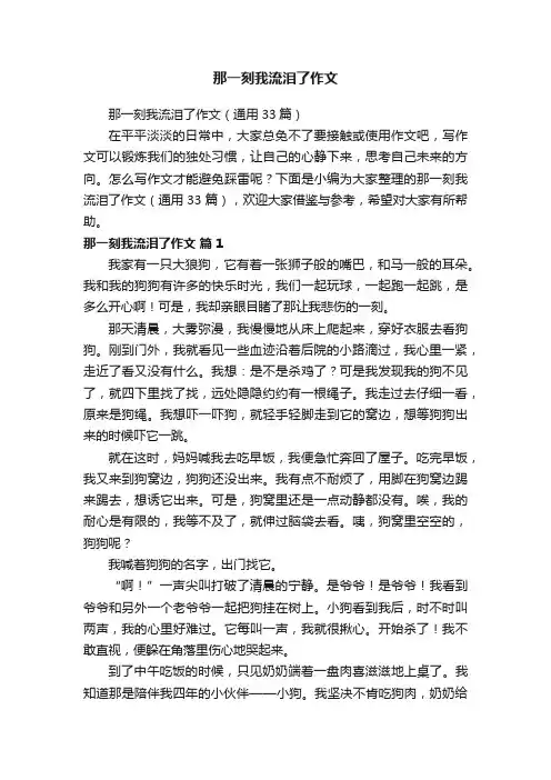 那一刻我流泪了作文