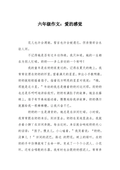 六年级作文：爱的感觉