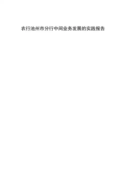 农行池州市分行中间业务发展的实践报告