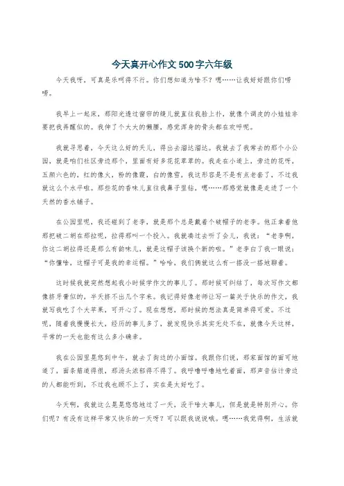 今天真开心作文500字六年级