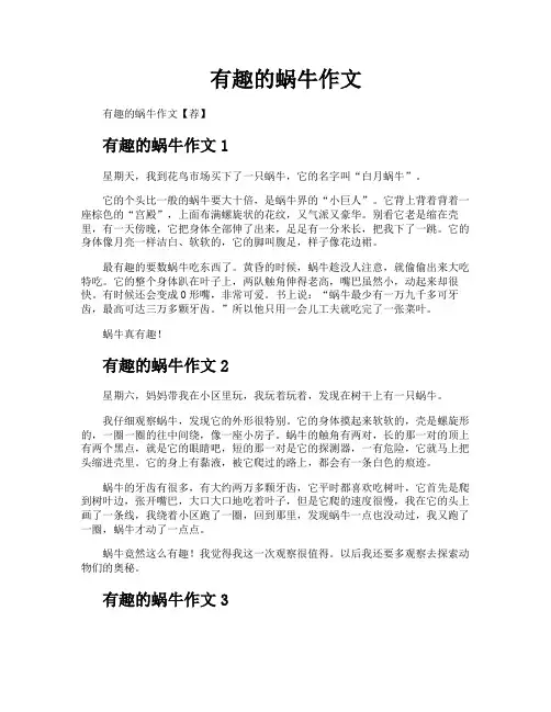 有趣的蜗牛作文