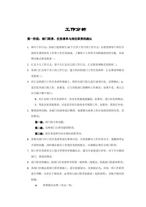 某企业各部门工作分析报告
