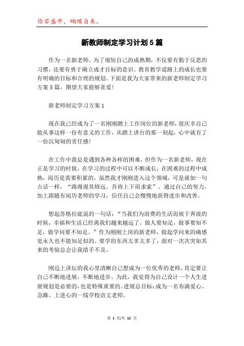 新教师制定学习计划5篇