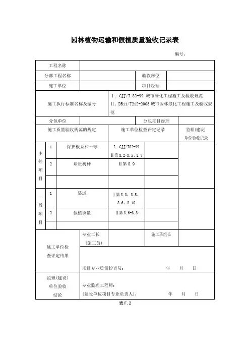 植物报验收相关表格