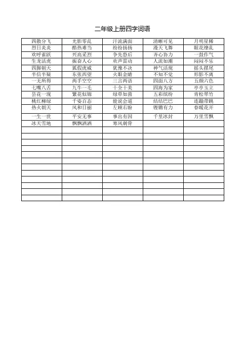 二年级上册四字词语