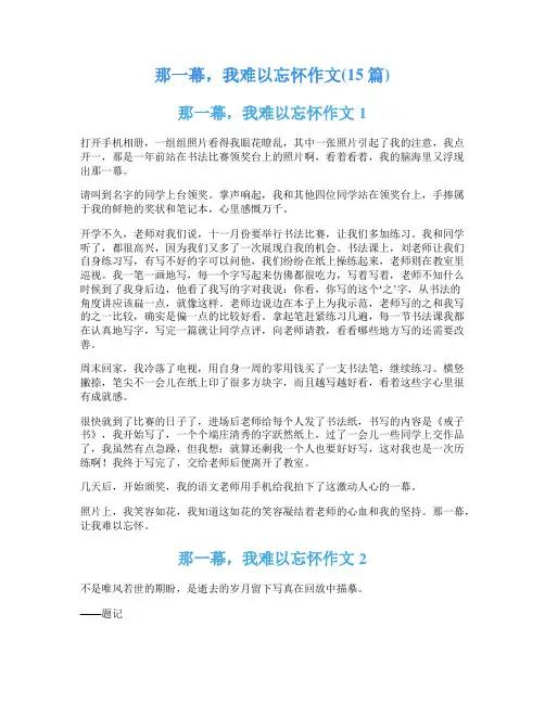 那一幕,我难以忘怀作文(15篇)