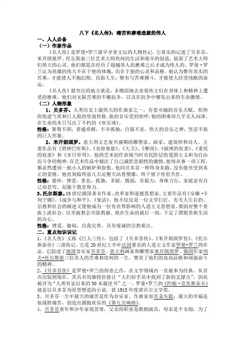名著整理好《名人传》