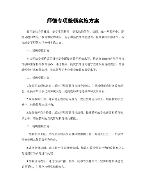 师德专项整顿实施方案