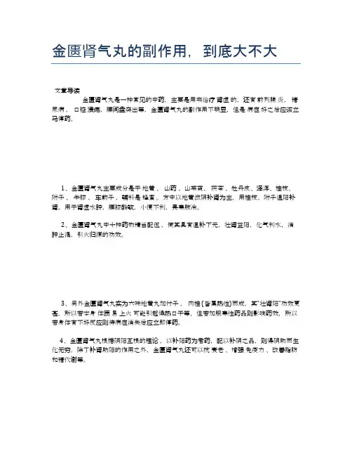 金匮肾气丸的副作用,到底大不大【医学养生常识】