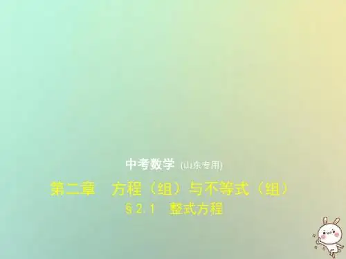 [精品课件](山东专版)2019版中考数学总复习 第二章 方程(组)与不等式(组)2.1 整式方程(试卷部分)