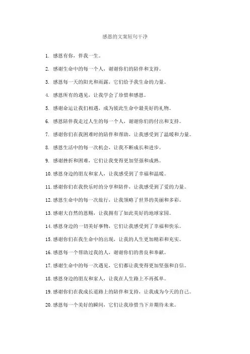 感恩的文案短句干净