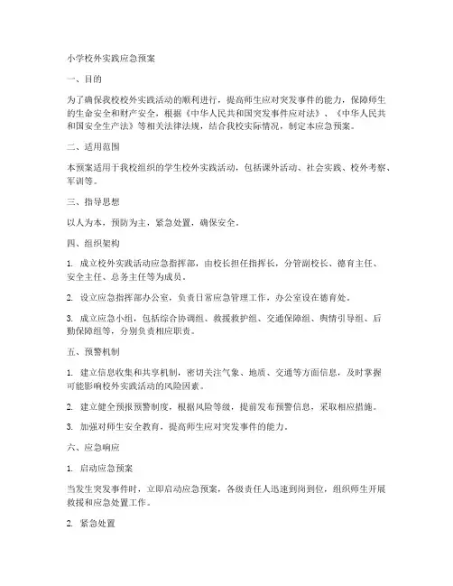 小学校外实践应急预案