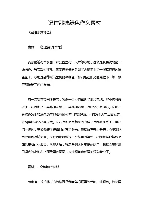 记住那抹绿色作文素材