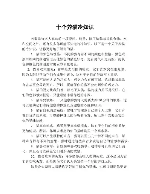 十个养猫冷知识
