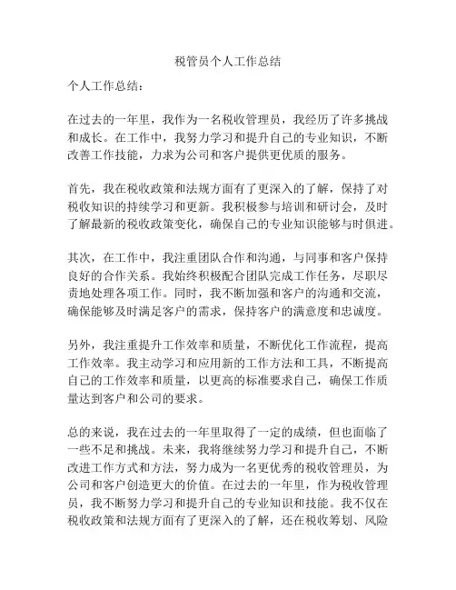 税管员个人工作总结