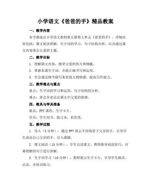 小学语文《爸爸的手》精品教案