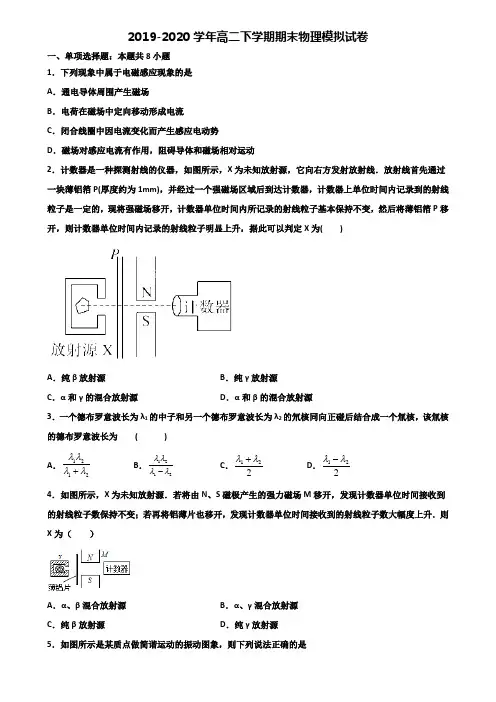 【精选5份合集】重庆市渝中区2020-2021学年高二物理下学期期末学业水平测试试题