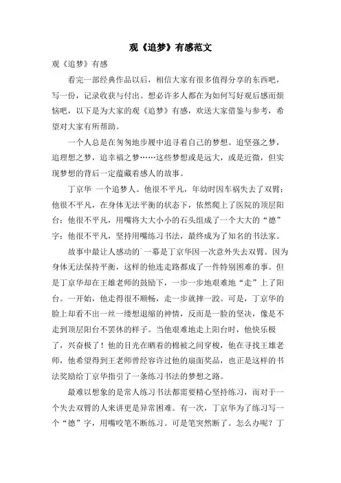 观《追梦》有感范文