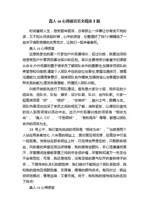 真人cs心得感言范文精选3篇