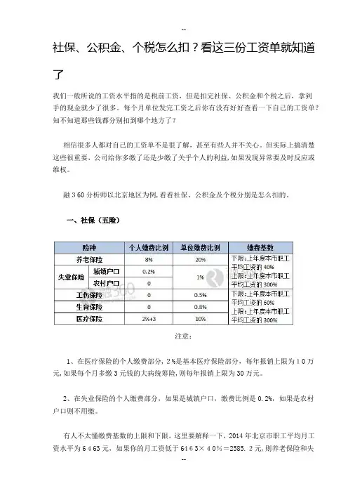 社保、公积金、个税计算方法