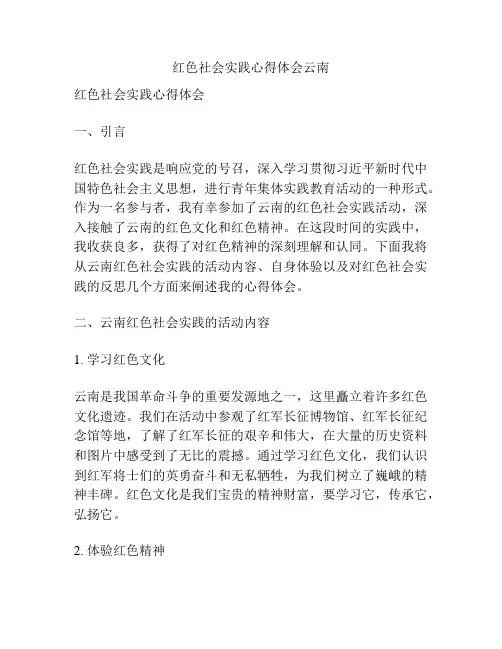 红色社会实践心得体会云南