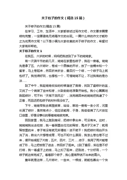 关于粽子的作文（精选15篇）