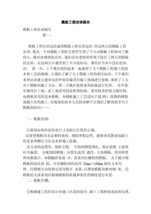 模板工程实训报告
