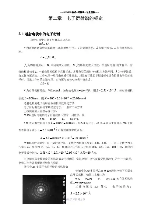 电子衍射谱的标定