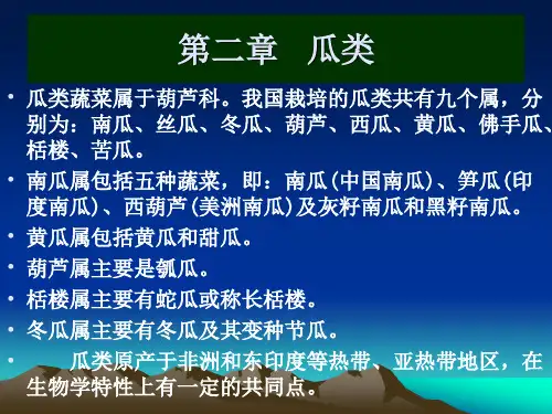 瓜类蔬菜属于葫芦科我国栽培的瓜类共有九个属