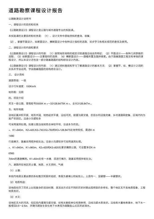 道路勘察课程设计报告