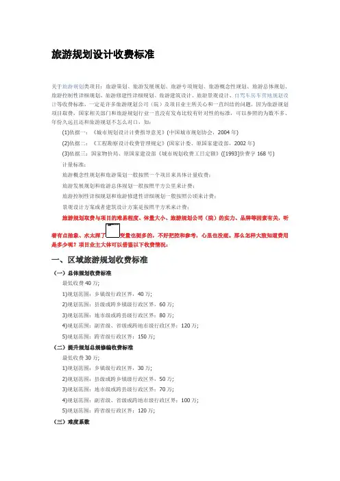 旅游规划设计收费标准