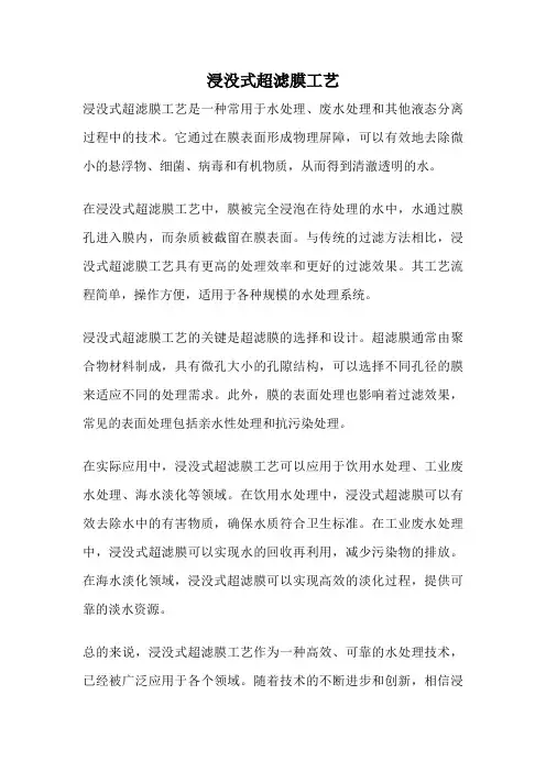 浸没式超滤膜工艺