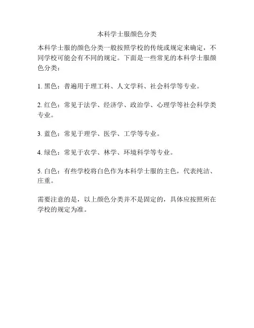 本科学士服颜色分类