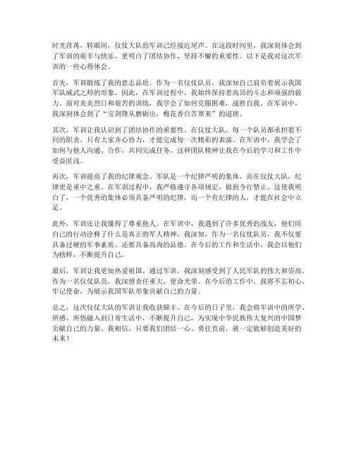仪仗大队军训心得体会