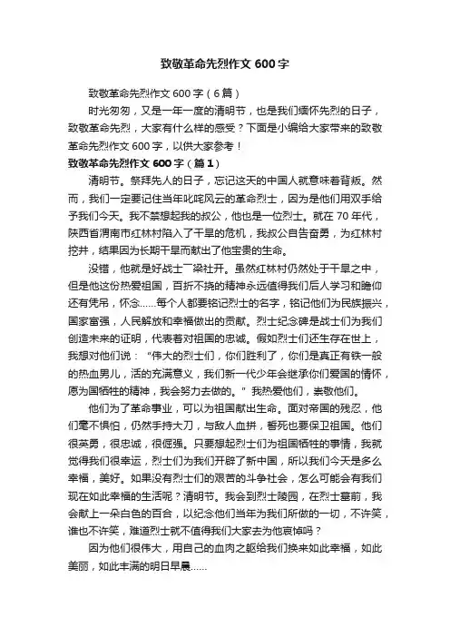 致敬革命先烈作文600字
