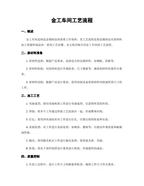 金工车间工艺流程