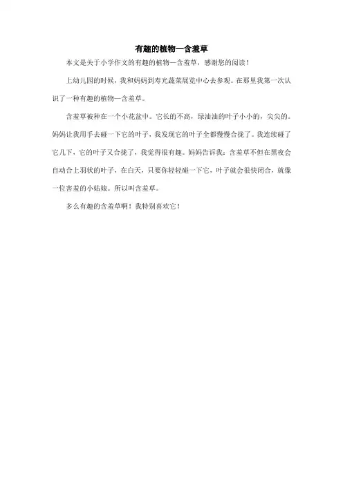 有趣的植物—含羞草_小学作文