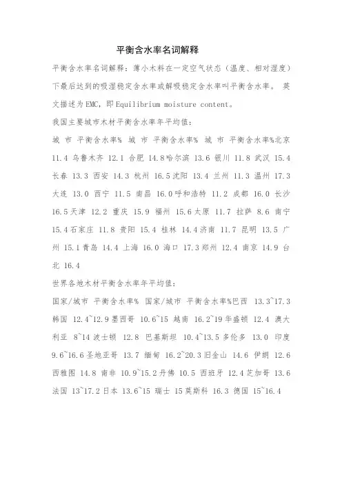 平衡含水率名词解释