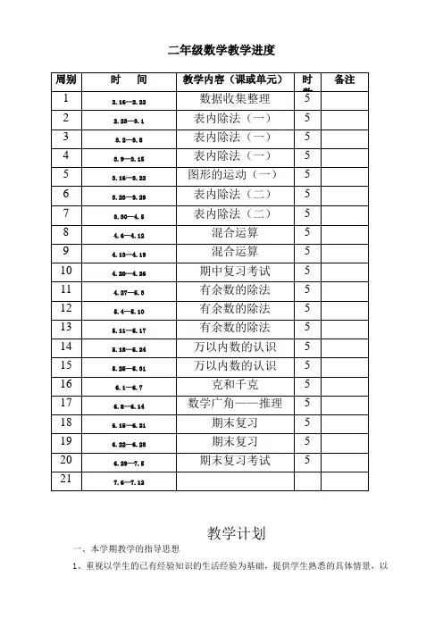 人教版小学二年级数学下册教案(全册)