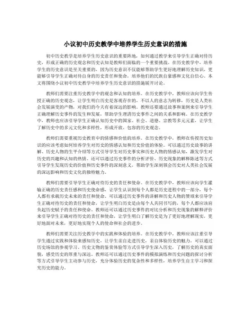 小议初中历史教学中培养学生历史意识的措施