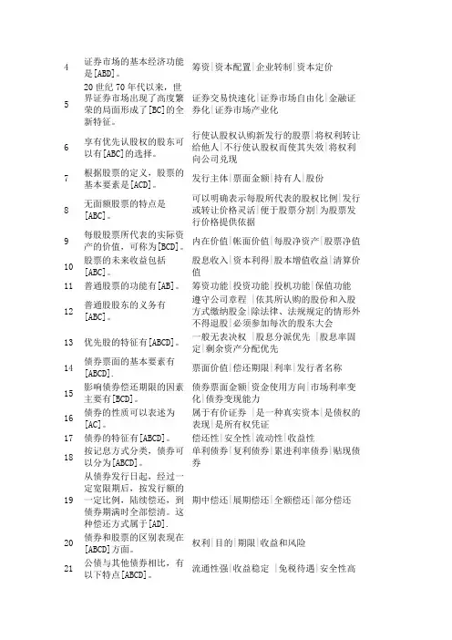 证券从业资格考试历年真题库(多选题、判断题)含答案