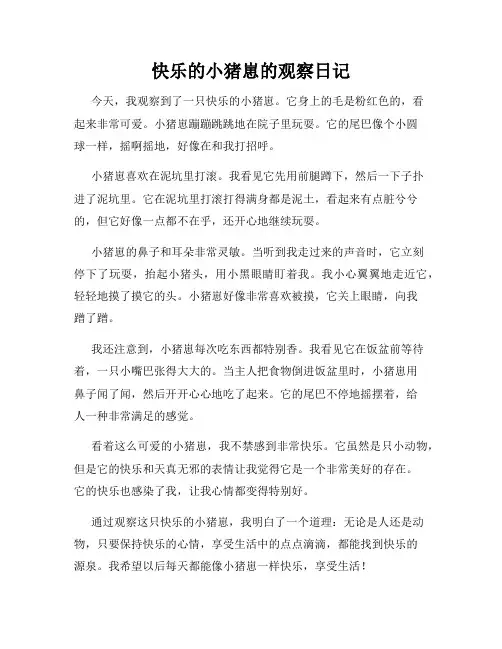 小学三年级作文快乐的小猪崽的观察日记