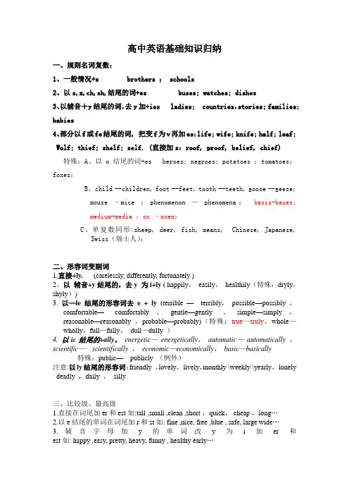 高中英语基础知识归纳(精品英语资料)