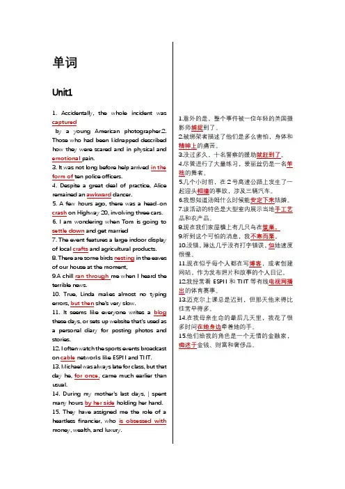 大学进阶英语复习版