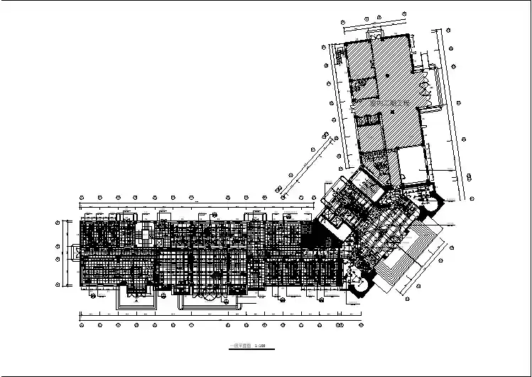 某地区L型一层营业厅建筑设计图纸